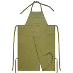 tablier uni classique vert olive bleu roi noir élastique poche avant arrière crochets élégants