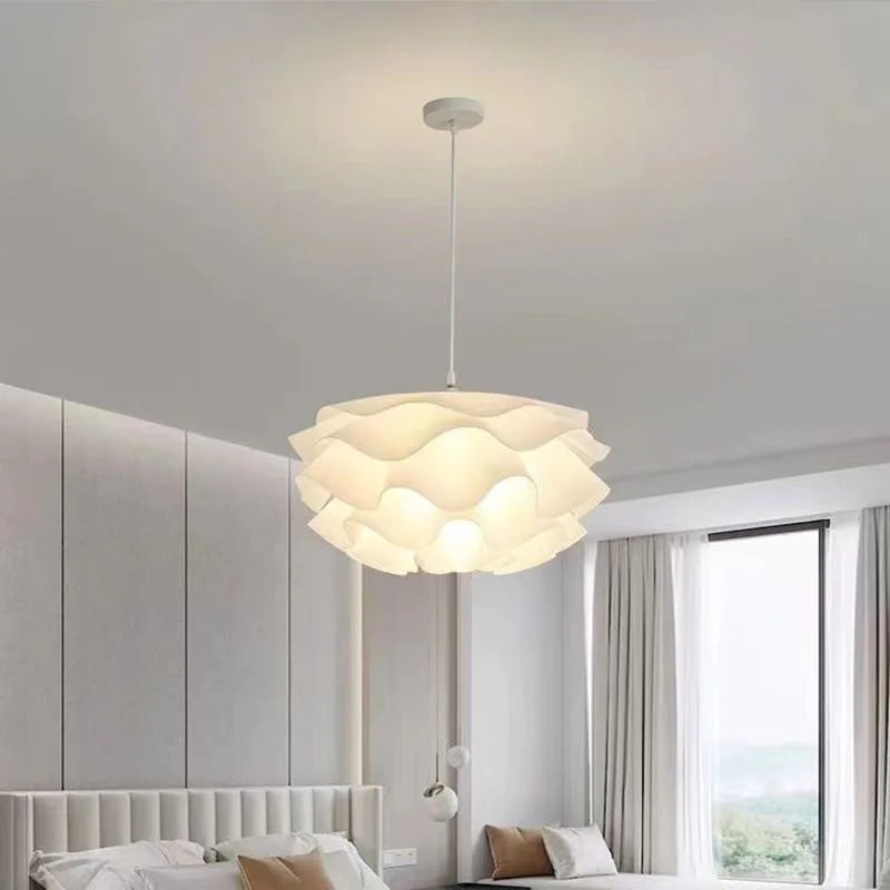 lampe suspendue moderne plissé blanc chambre salon salle manger