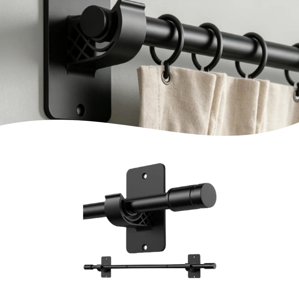 barre rideau noir anneau suspension plaque murale moderne kit facile support robuste