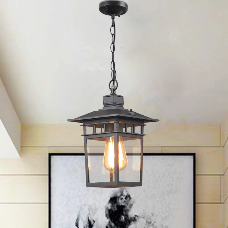 lampe suspendue pendentif noir bronze transparent classique salon chambre étanche antirouille
