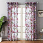 rideau fleur pivoine violet rose jaune transparent classique anneauxextérieur salon européen américain