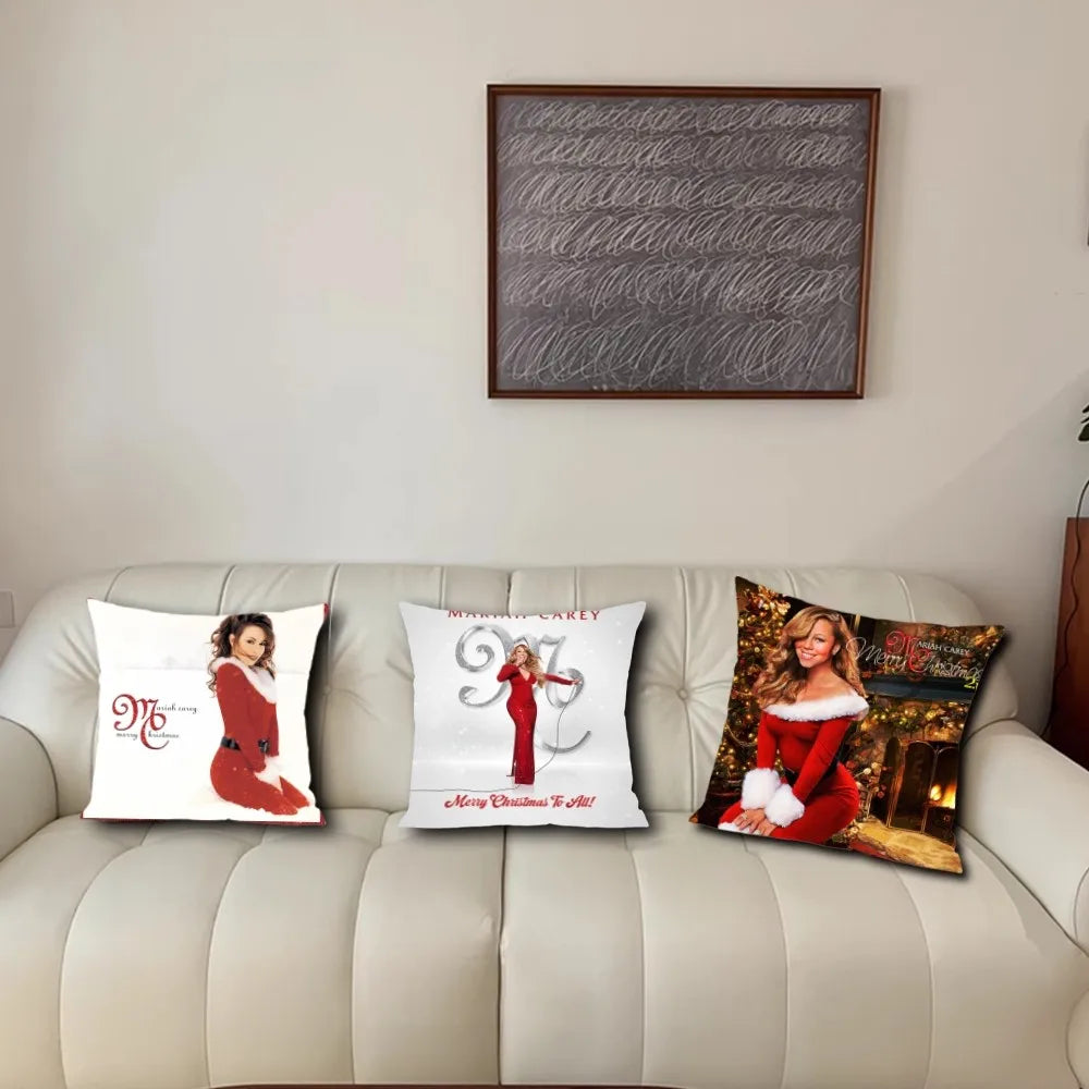 taie d'oreiller mariah carey noel coussin moderne rouge blanc photo décoration intérieure polyester dobby
