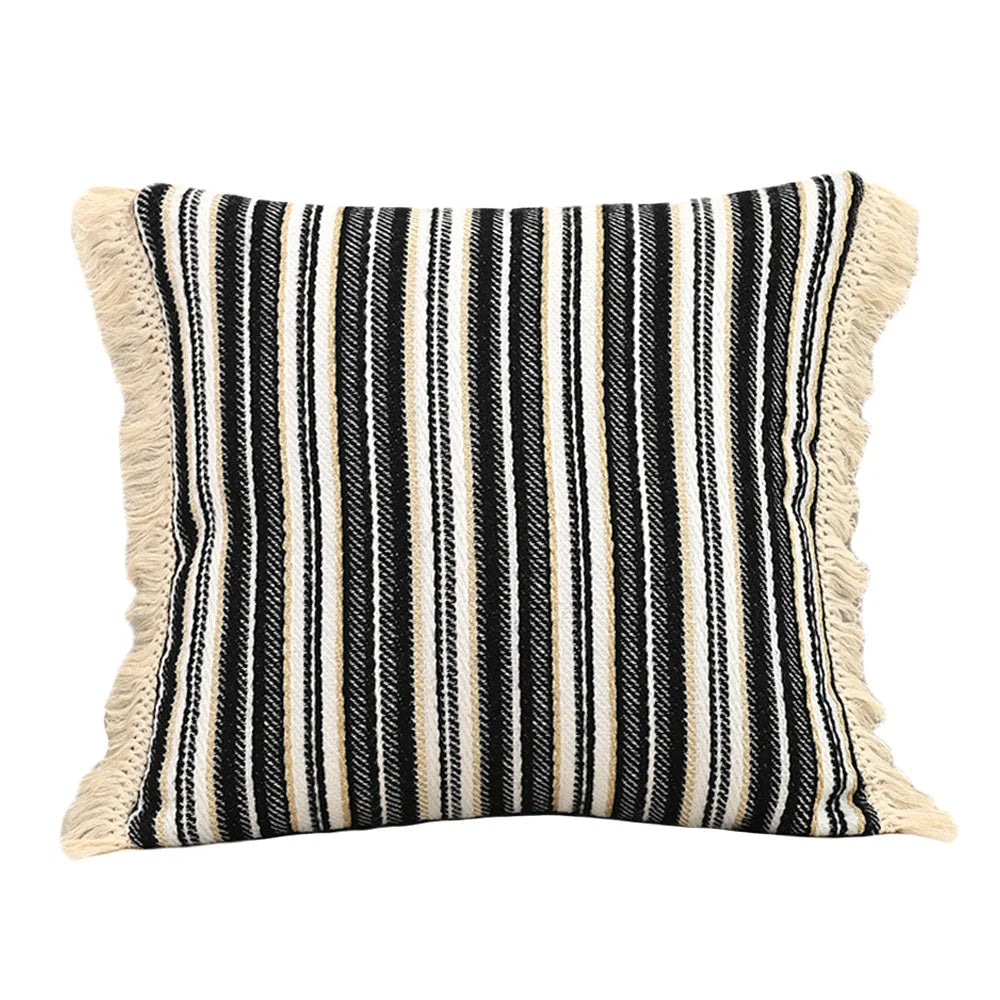 housses coussins géométriques bohémiennes coton lin blanc noir décoratives voiture maison adhésives 45x45cm 30x50cm