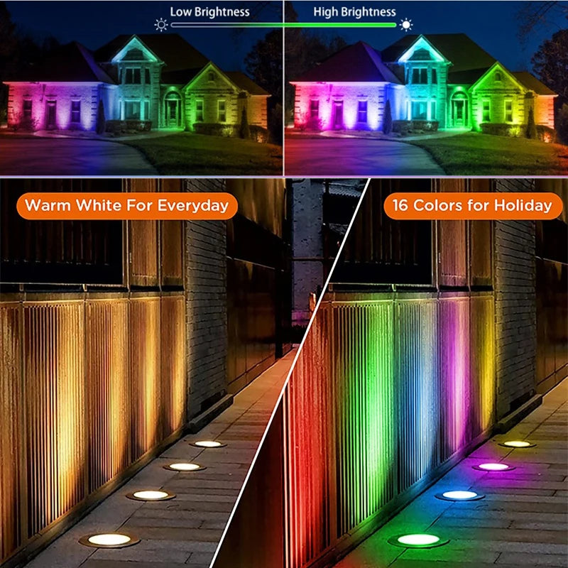 spots paysage led rgbw ip65 moderne télécommande blanc chaud rouge visiblesextérieur jardin