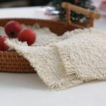 serviettes table tissu lin beige rustique franges polies clips muralsetSize40cm38cm30cm28cm12cm6cm