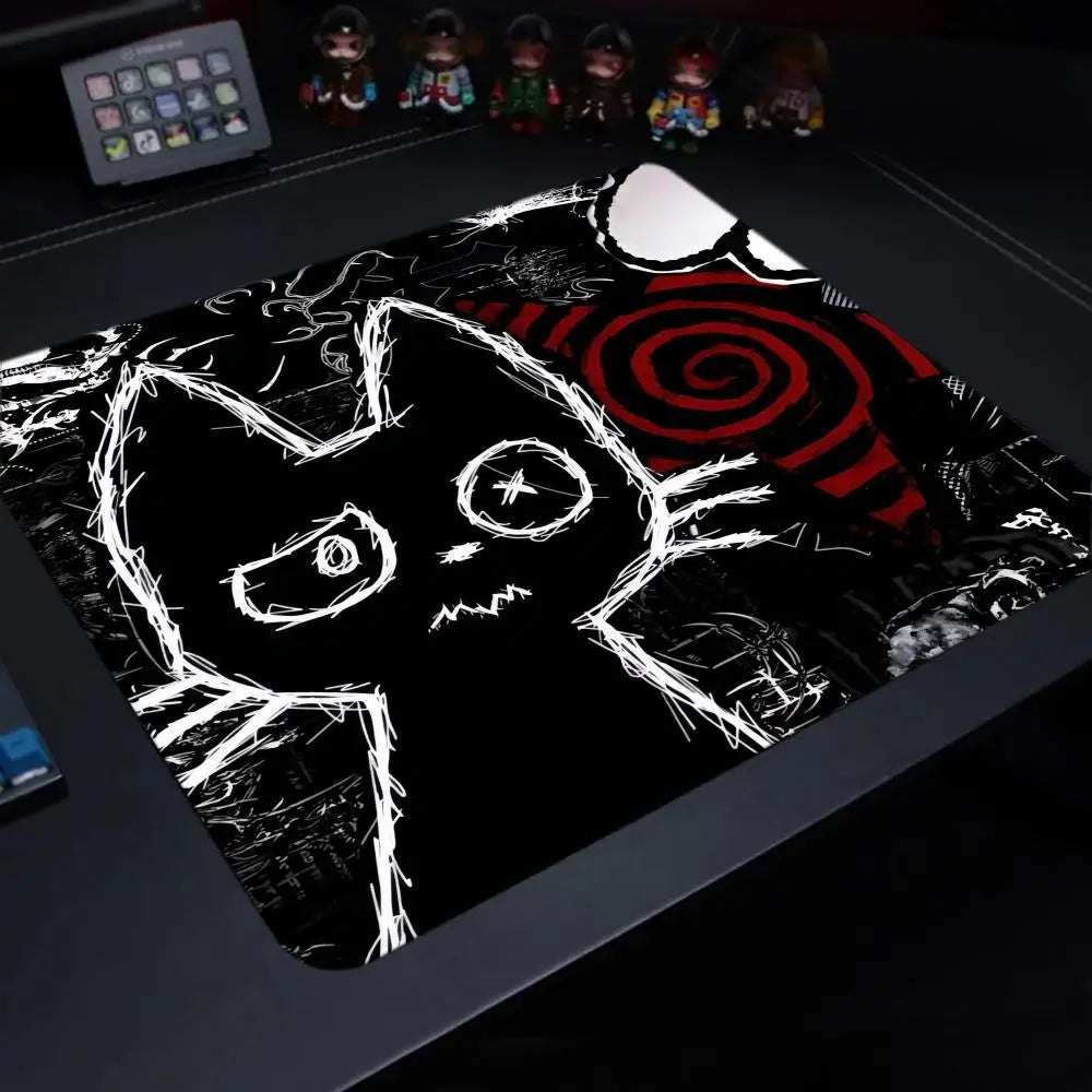 tapis souris chat noir caoutchouc antidérapant moderne large gaming desk mat fond abstrait