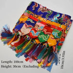 rideau ethnique handmade motifs floraux brodés pompons couleurs vives traditionnel clips fixations