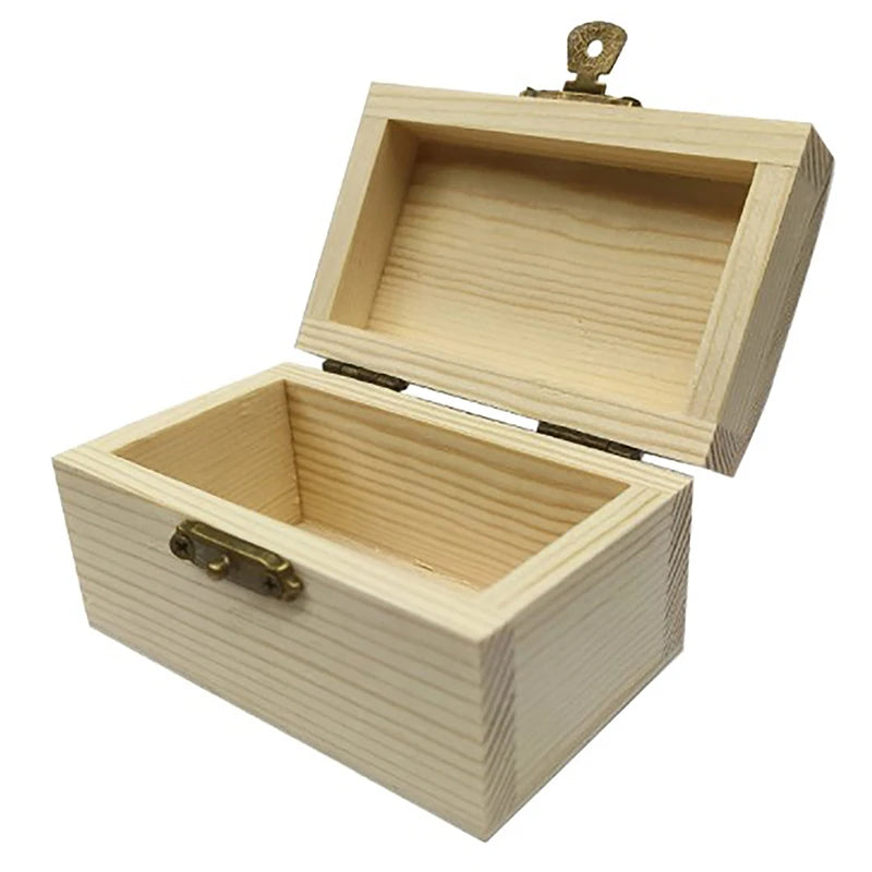 boîtes bijoux bricolage bois naturel rustique forme carrée vierge non finie vintage