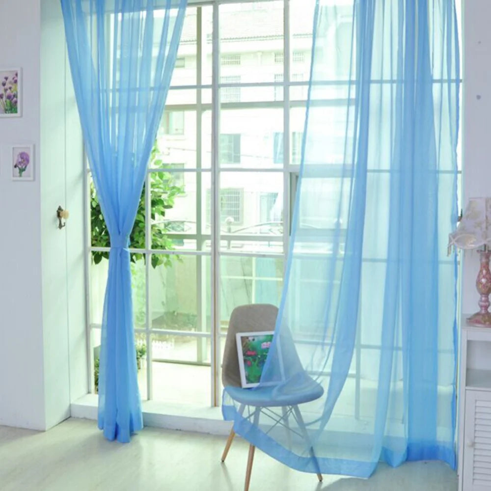 rideaux translucides modernes polyester rose blanc rouge bleu orange fenetre plate 100x200cm