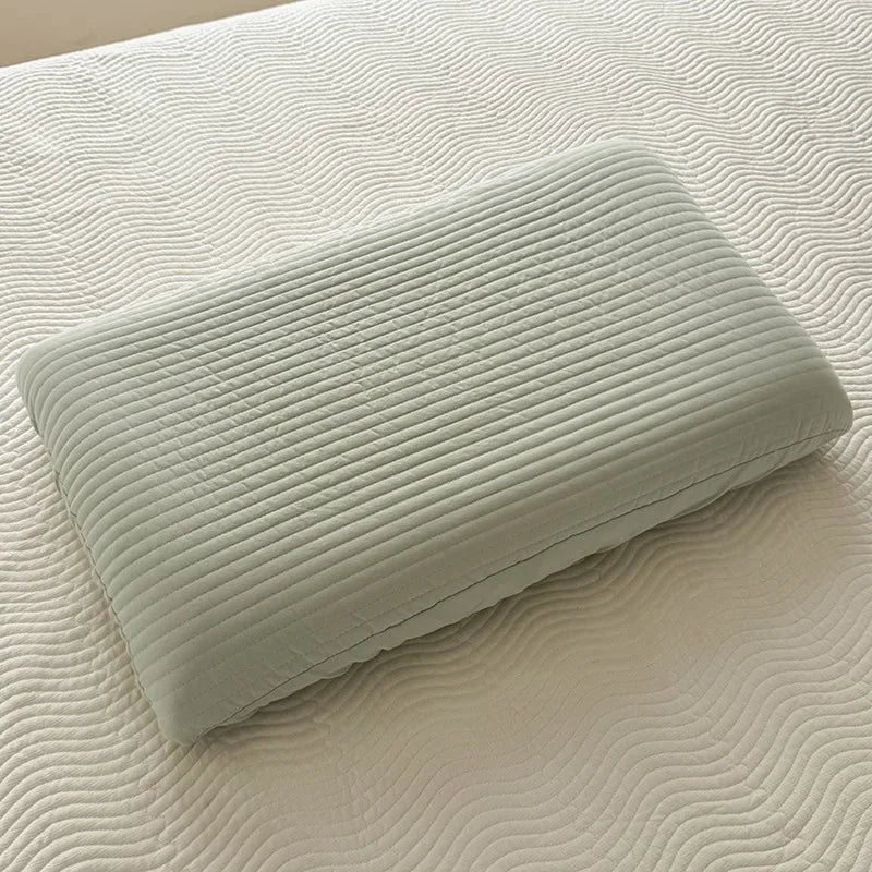 taies d'oreiller coton vert clair rayures horizontales moderne 48x74cm 40x60cm 30x50cm respectueux environnement non
