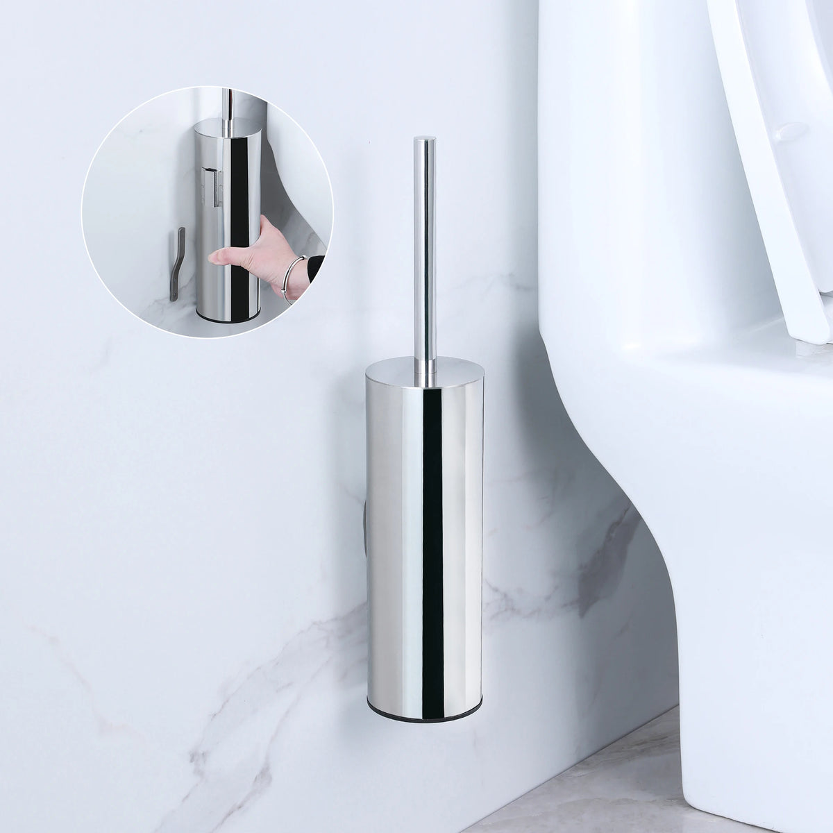 brosse wc inoxydable moderne blanche noire argent or support mural pieds