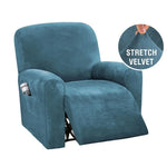 couvre siege fauteuil inclinable velours stretch gris bleu beige moderne élastiques accueil sofa cover