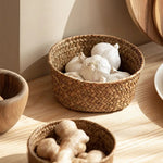 paniers rangement tressés bambou rustique rangement fruits légumes blancs marrons