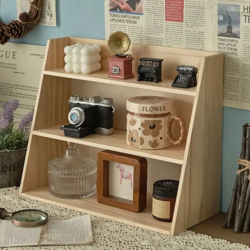 étagère bois trois niveaux rangement moderne minimaliste boîte rangement lisse naturel clair