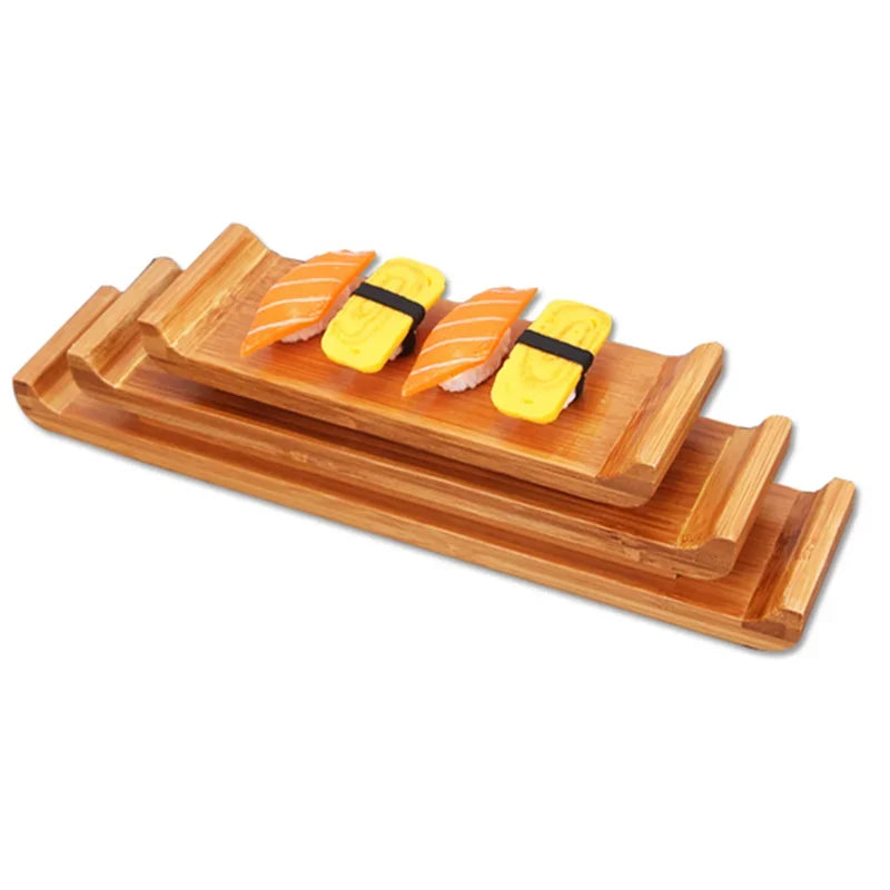 plateau sushi bois naturel traditionnel japonais opaque grain bois respectueux environnement 21x12x3.5cm