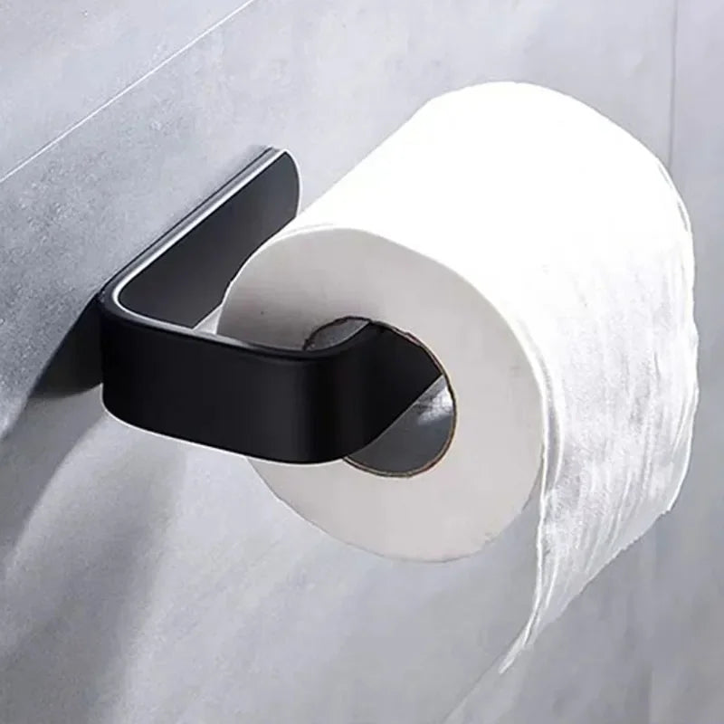 porte rouleau papier toilette adhésif moderne noir mat salle bain