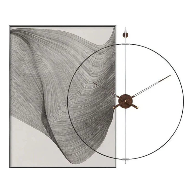 horloge murale moderne aiguille quartz noir cuivre bois visuelle unique minimaliste salon