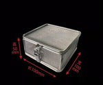 boite bijoux metal argente cadenas couvercle maille fine rangement moderne