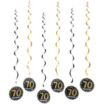 décoration suspendue anniversaire moderne numéros 13 16 18 21 noir points dorés festive