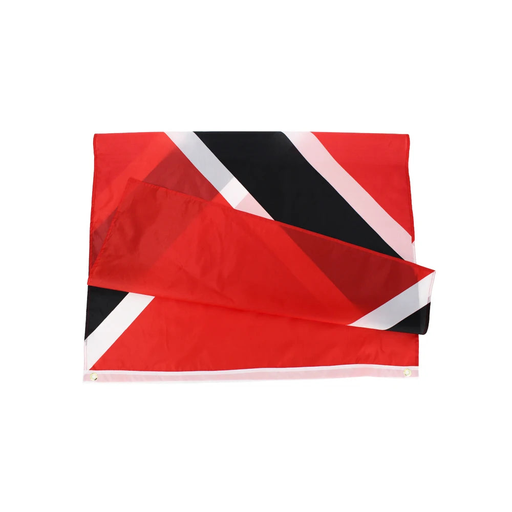 drapeau trinité tobago rouge noir blanc triangles dorés décoration murale polyester 120x180cm 90x150cm
