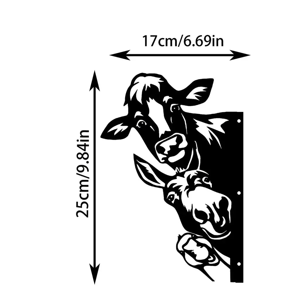décoration murale métal vache canards noir blanc rustique fixations jardin art réaliste