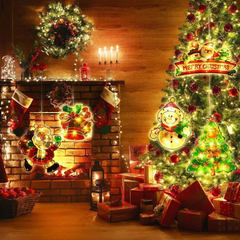 Lampe de Noël arbre LED éclairée dans une chambre