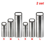 boîte rangement pilules acier inoxydable argenté moderne anneaux bouchons porte clés