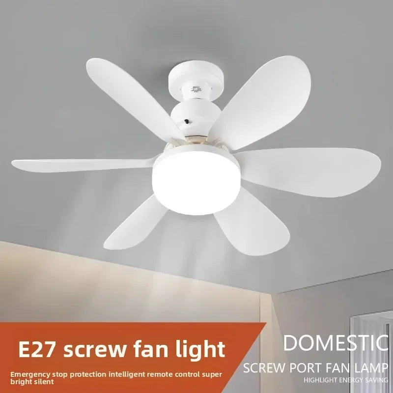 ventilateur lumière e27 blanc moderne minimaliste télécommande led silencieux chambre cuisine