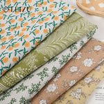 tissu coton lin floral orange feuilles blancs vintage naturel 180x150cm 45x150cm 90x150cm résistance abrasion