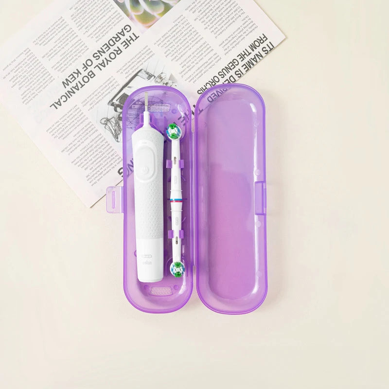 étui rangement brosse dents électrique blanc violet moderne portable pratique