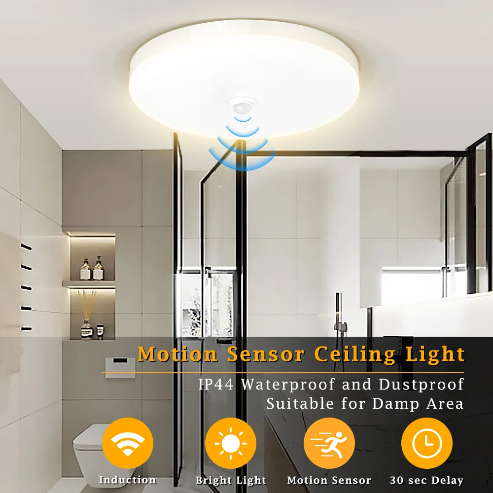 lampe détecteur mouvement blanc moderne surface led 12w 15w 18w 20w 30w 40w