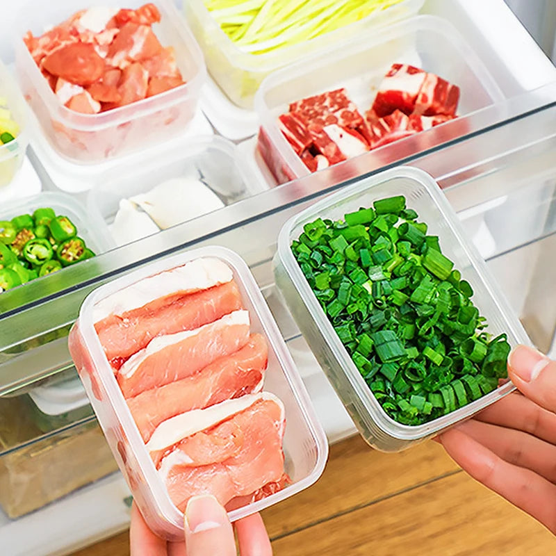 boîtes conservation alimentaires transparentes modernes poignées étiquettes fruits légumes viandes