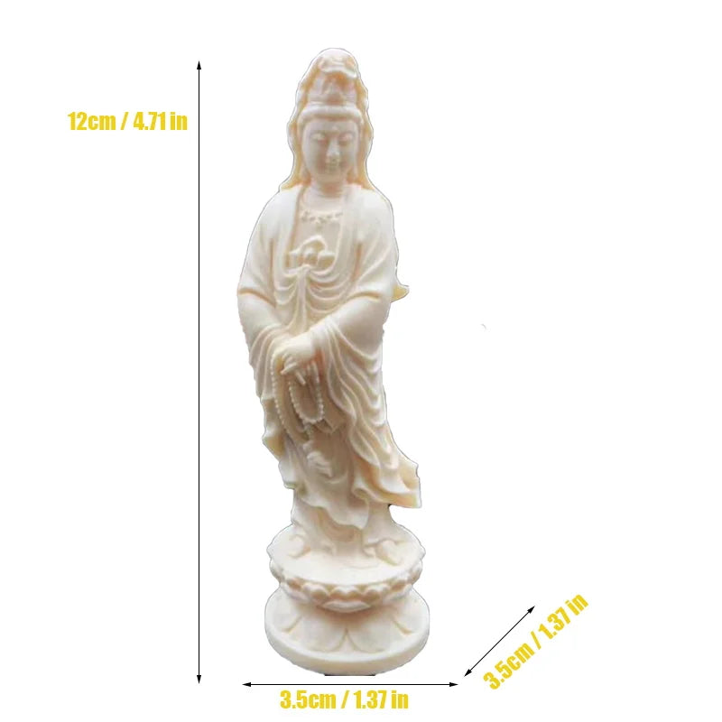 statue guanyin bodhisattva résine blanche feng shui décoration intérieure lotus 12cm haute qualité chambre