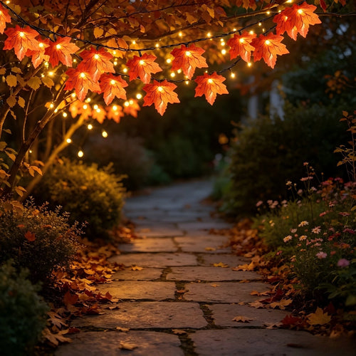 guirlande lumineuse feuilles érable orange automnale décoration intérieure extérieure festive thanksgiving led