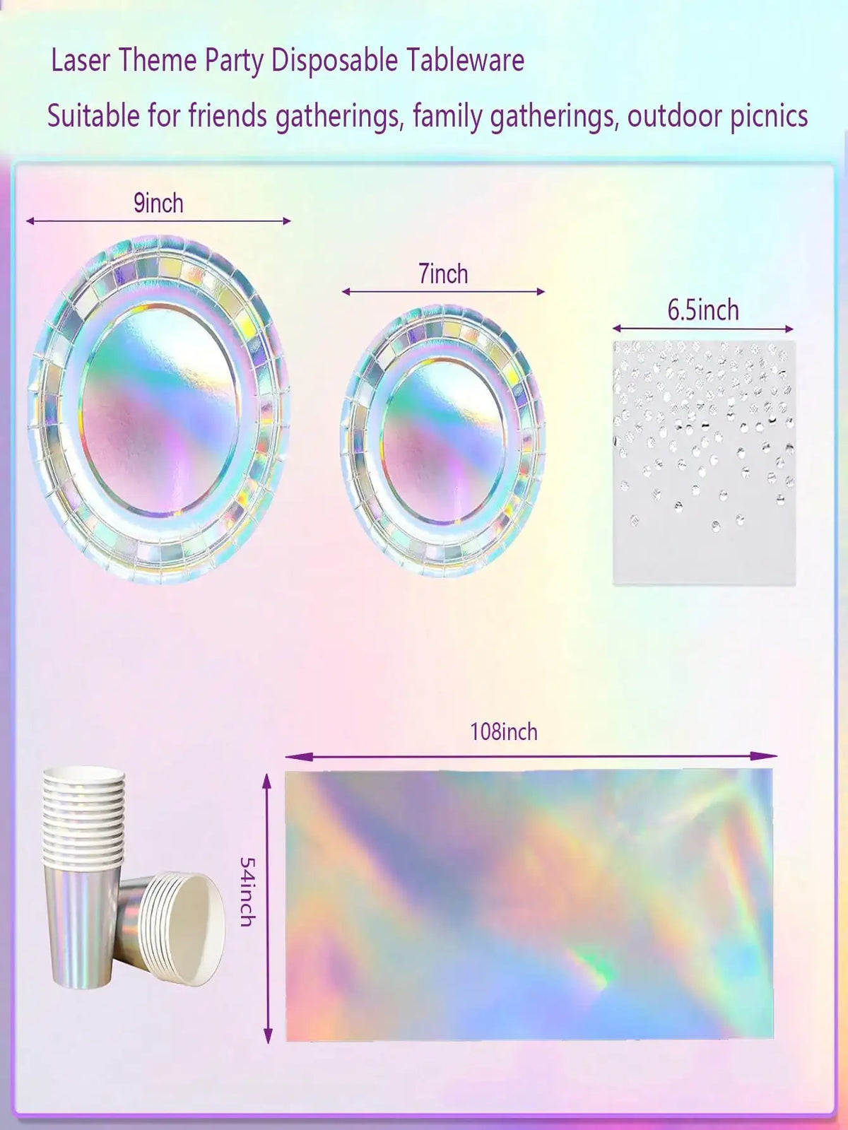 assiettes papier holographiques serviettes festives arc ciel anniversaire mariage noël fêtes enfants avril chinois