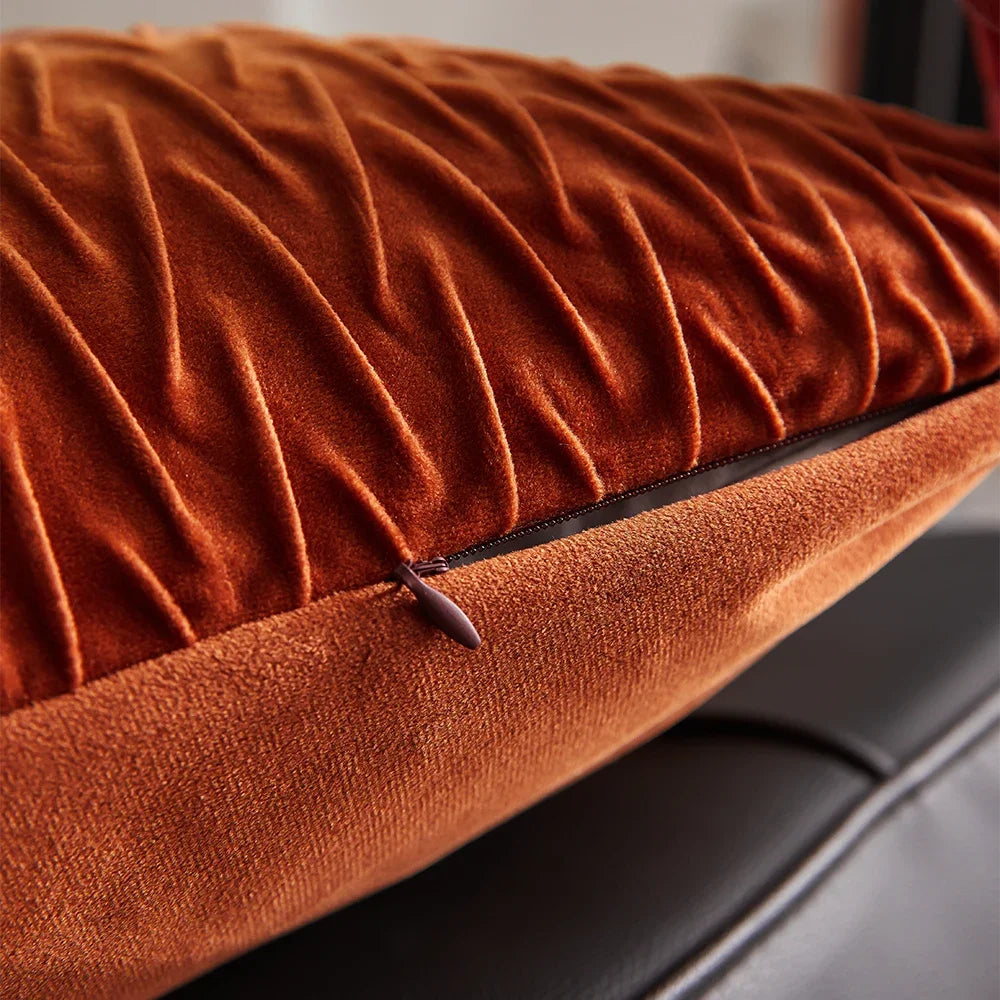 coussin velours orange moderne 45x45cm décoratif lit canapé chaise voiture adhésif