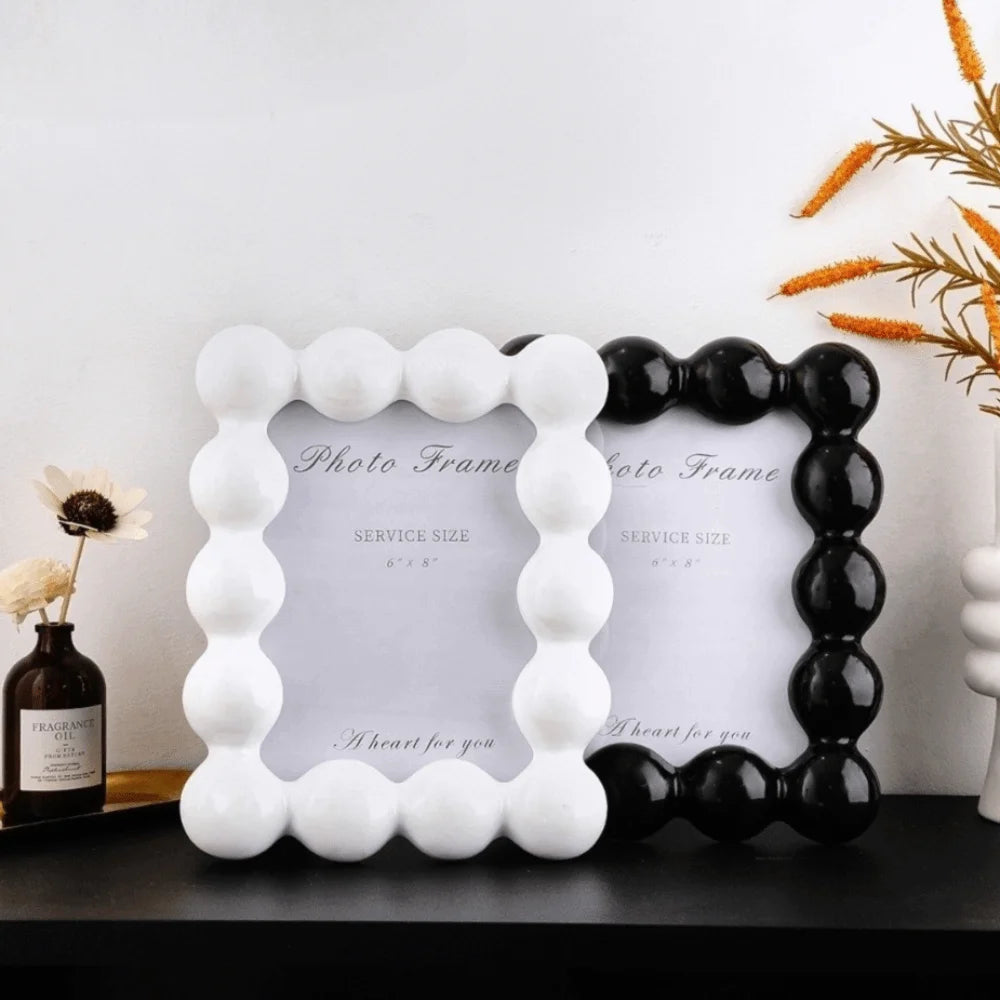 Cadre photo résine décoratif moderne blanc noir argenté table adultes unisexe