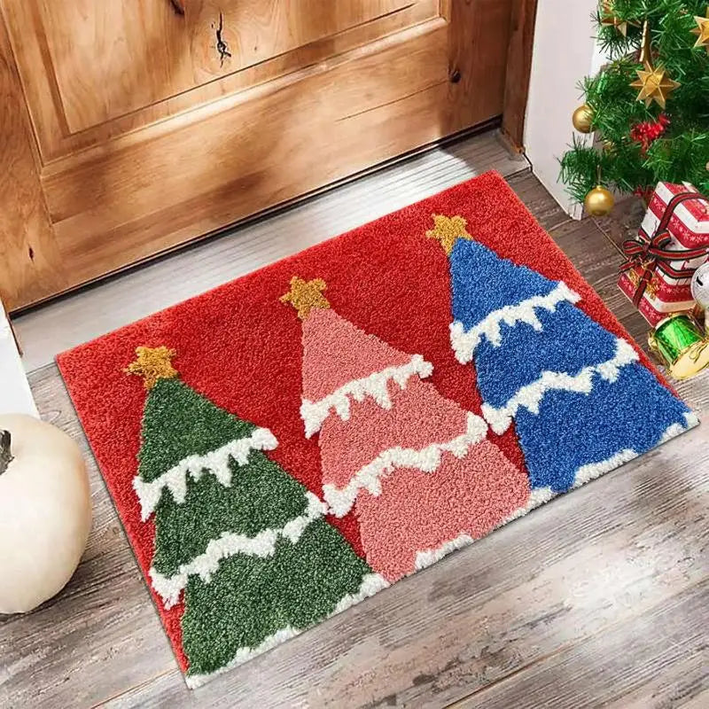 tapis sol décoration noël vert rouge bébé imperméable polyester dessin animé cerf santa claus