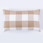 coussin plaid moderne beige blanc carreaux 30x50cm 45x45cm lit canapé décoration