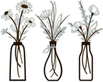 décoration murale moderne bouquet fleurs métal adhésifs blanc beige marron minimaliste chambre salon