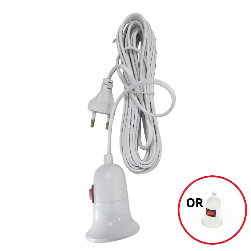 support lampe câble blanc interrupteur douille e27 prise industrielle utilitaire 10 mètres