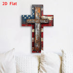 croix murale vintage drapeau américain rouge blanc bleu nous croyons dieu opacité rustique