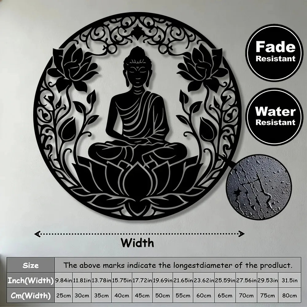 décoration murale plaque noir bouddha lotus motifs floraux minimaliste artisanalintérieur