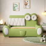 lit enfant vert clair simili cuir crocodile contemporain table chevet tapis jouets bois chambre