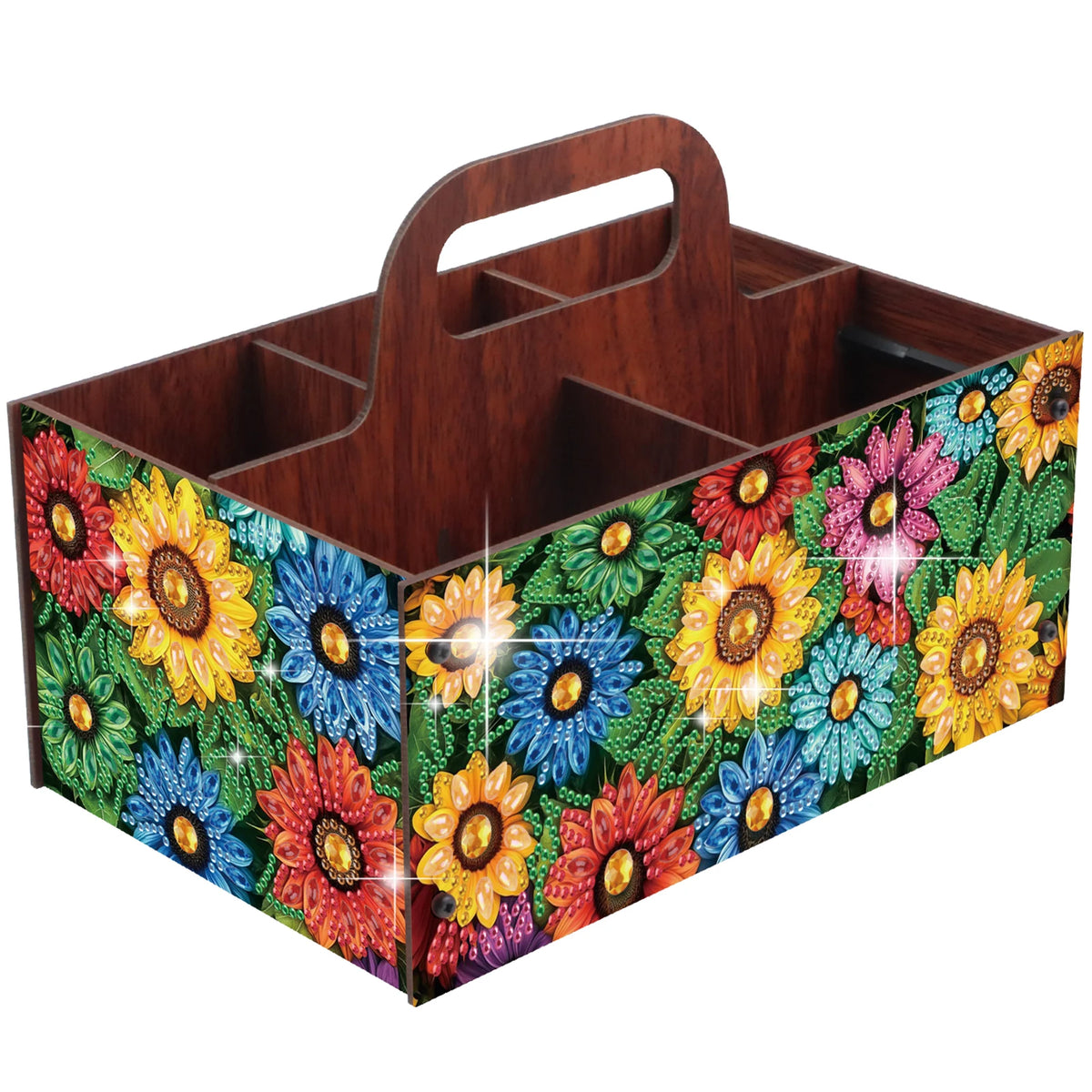 boîtes rangement multicolores imprimées florales animaux oiseaux moderne poignées bois