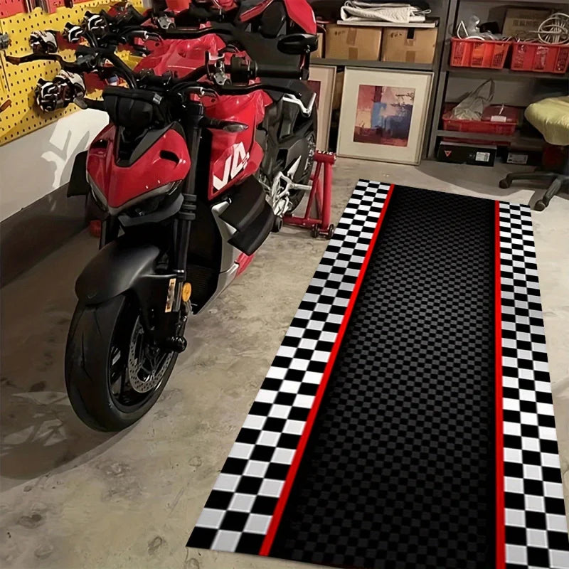 tapis moderne noir blanc rouge bordure antidérapant polyester feutre voyage maison camping