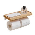 support mural moderne porte rouleau papier toilette tablette téléphone lunettes montre blanc texture bois