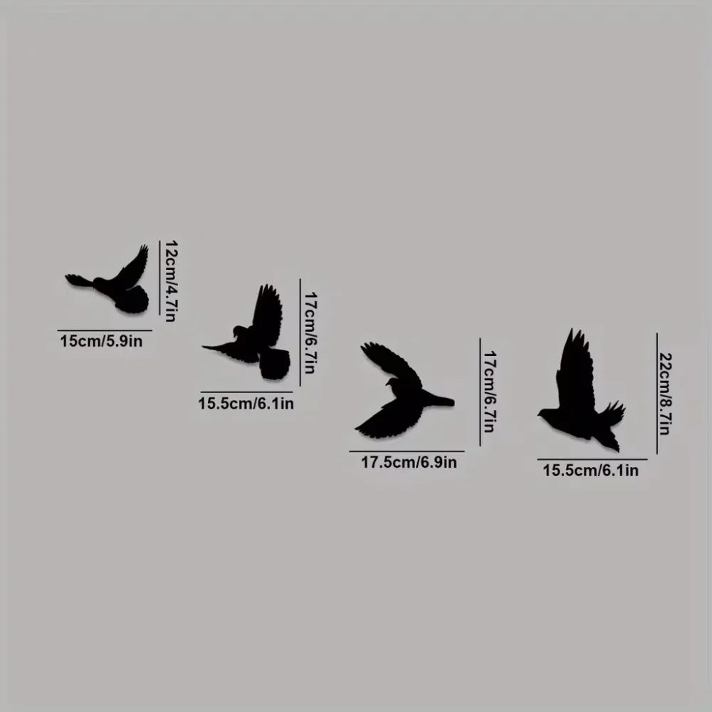 décoration murale oiseaux vol silhouettes minimalistes adhésifs noir métalintérieur maison set pièces