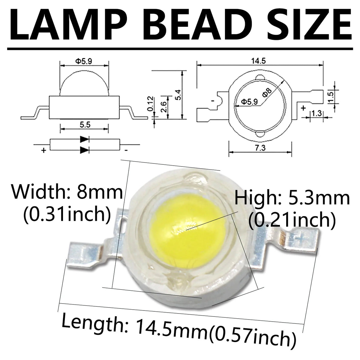 diodes led puissantes 1w 3w blanc jaune neutre froid support fer clips métalliques moderne