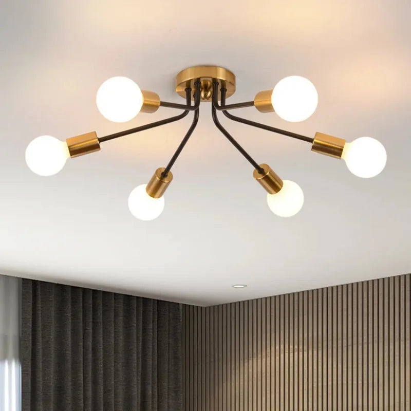 plafonnier industriel moderne fer noir doré luminaire salon salle manger led opaque